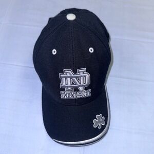 Notre Dame Fighting Irish Hat Cap Black‎ Silver Adjustable Baseball vtg twins